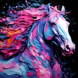 Colourful Paint Horse Portrait by Lozzerly Designs