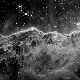 'Cosmic Cliffs' in the Carina Nebula - NIRCam Image - In Black and White by Eric Glaser