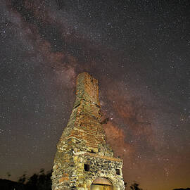 Cosmic Fireplace - Abandoned Chimney Under the Milky Way by Mike Lee