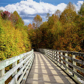 Creeper Trail Bridge in Autumn Colors Damascus Virginia by Debra and Dave Vanderlaan