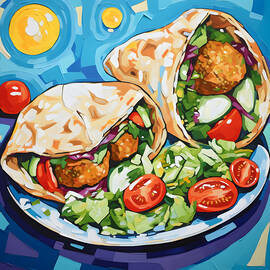 Crispy Canvas- Abstract Expressionism in the World of Falafel by OlfactoArt Studio