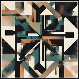 Cross Geometric Abstract Painting by MOUNIR KHALFOUF