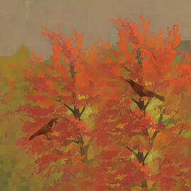 Crows in Autumn Abstracted  by Shelli Fitzpatrick