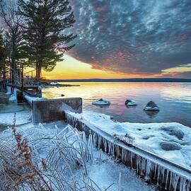 Cut River Dam Winter Solstice Sunset by Ron Wiltse
