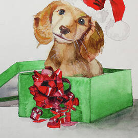 Cute Christmas Puppy by Spectrum Art Studio
