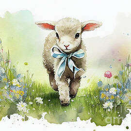 Cute Vintage Spring Lamb  by Laura's Creations