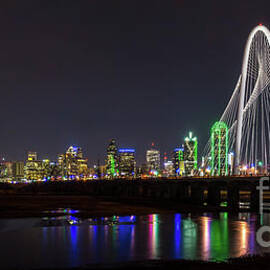 Dallas Skyline Night Pano by Jennifer White