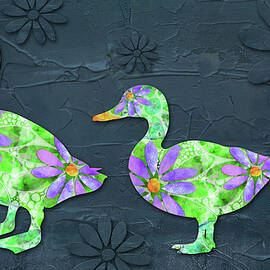 Dancing Daisies Duck Art by Sharon Cummings