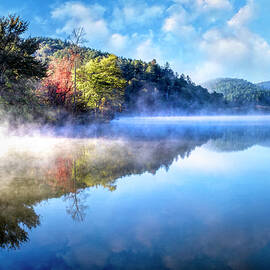 Dancing Mists on the Lake at Sunrise by Debra and Dave Vanderlaan