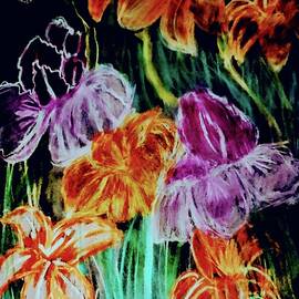 Day Lilies and Irises by Donna RuchChacon