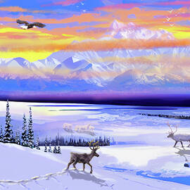 Denali Wildlife in Winter by Gary F Richards