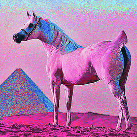 Fine Art Digital Painting of Arabian Stallion Desert Rose  by Running Brook Galleries