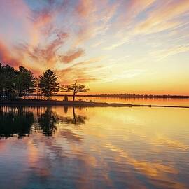 Detroit Point Pastel Calm Sunset by Ron Wiltse