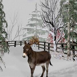 Donkey In The Winter Corral Color by David Dehner