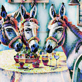 Donkeys at the Dinner Table by Bliss Of Art