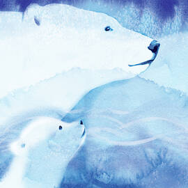 Polar Bears, Drifting Snow by Tracy Herrmann