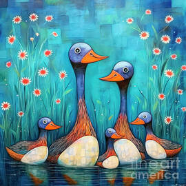 Duck Family by Jutta Maria Pusl