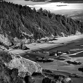 Dusk at Ecola State Park - BW by Michael R Anderson