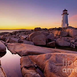 Dusk at Peggys Point Lighthouse, Nova Scotia by Justin Foulkes
