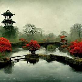 Early Winter Japanese Garden by Rebecca Herranen