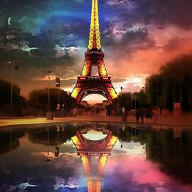 Eiffel Tower at Night- Surreal Reflections