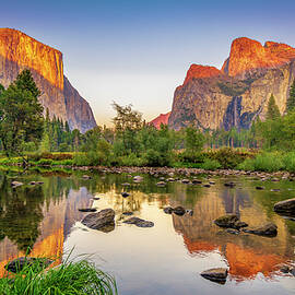 El Capitan and Cathedral Rocks in Yosemite at Sunset