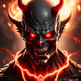 Evil horror demon, evil art, demon art, dark fantasy art by Mounir Khalfouf