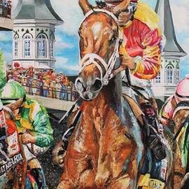 Eye to Eye at the Turn, Churchill Downs, Louisville, Kentucky close up no4 by Misha Ambrosia