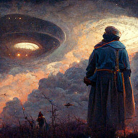 ロピア 爆買い Art Digital UFO Ezekiel by America Art Fine - Cannon Lincoln 絵画