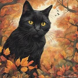 Fall Black Cat  by Cindy's Creative Corner