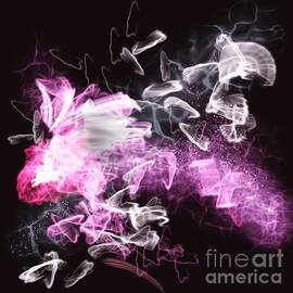 Modern Contemporary Art in black and pink - Fantasy butterflies 