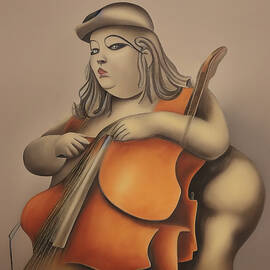 Fat Lady Playing Cello #9 by Micah Offman