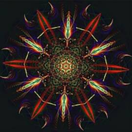 Feathering the Brow Triptych with Gold Background by Judy Kennedy