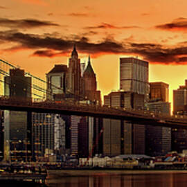 Fiery Sunset Over Manhattan  by Az Jackson