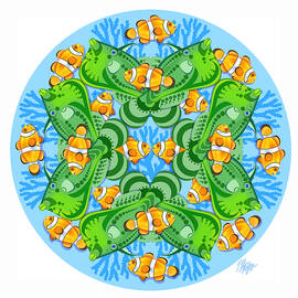 Filefish and Clownfish Reef Mandala by Tim Phelps