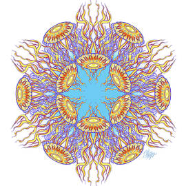 Fire Jellyfish Nature Mandala by Tim Phelps