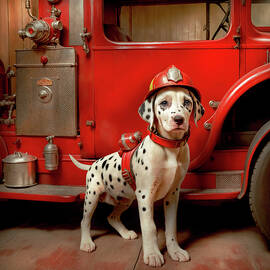 Fireman - Dog - A spot of bravery by Mike Savad
