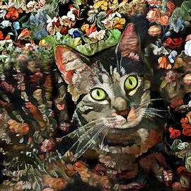 Floral Tabby Cat by Peggy Collins