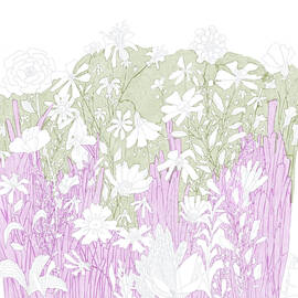 Flower Garden Illustration Pink and Green Hues by Patricia Awapara