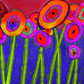 Flower Power Colorful Abstract Flowers Three by Ann Powell