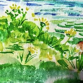 Flowers by the pond by Patricia Ducher