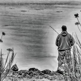 Foggy Lake - Black And White by Jack Andreasen