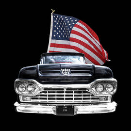 Ford F100 With U.S.Flag On Black by Gill Billington