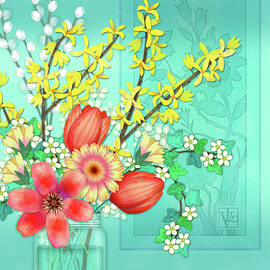 Forsythia Spring Bouquet by Valerie Drake Lesiak
