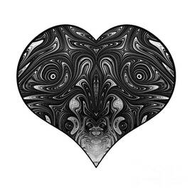 Fractal Romance and Love Heart Series Silver and Black Swirls by Rose Santuci-Sofranko