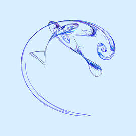Fractal - Three Blue Fish by Susan Savad