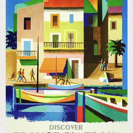 French Riviera Vintage Retro Travel Poster  by Carol Japp