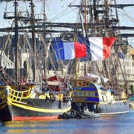 French Tall ships In Harbor Painting V1 by John Straton