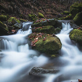 Frosty waterfall Tosanovsky in autumn colours by Vaclav Sonnek