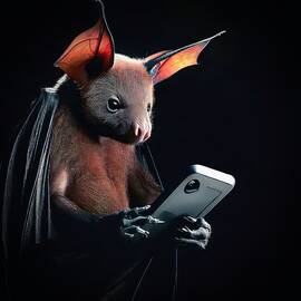 Fruit Bat on a Smartphone by David Manlove